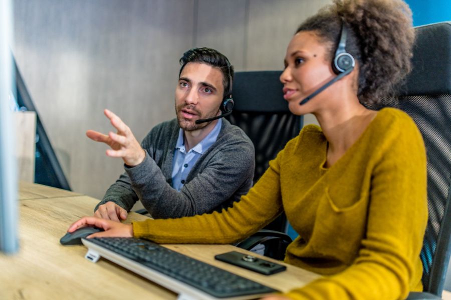 Staff Taking Calls With VoIP For Microsoft Teams